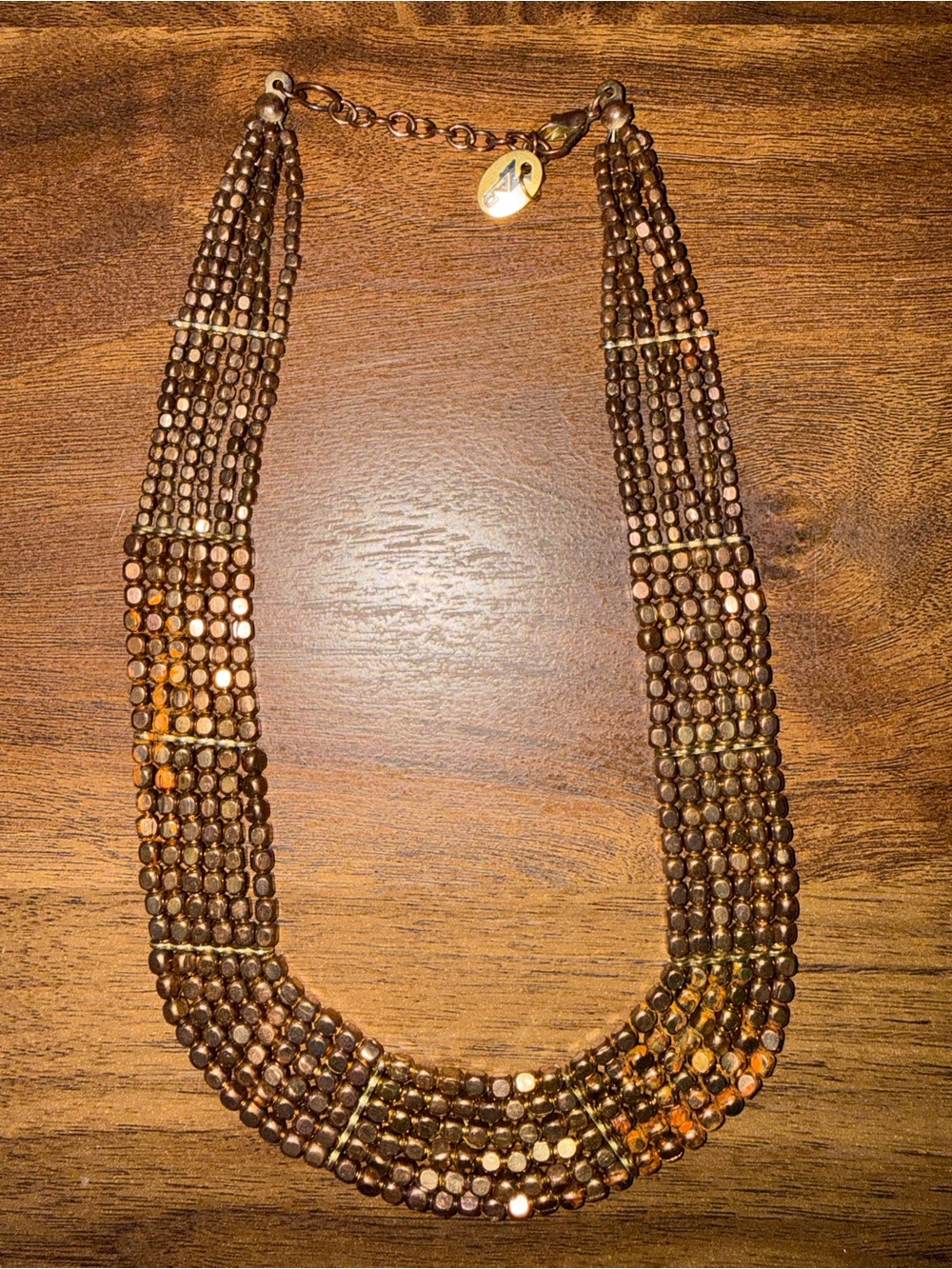 ZAD Multi-Strand Brown and Gold Beaded Necklace